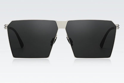 Men's square sunglasses: thin, screwless, spring-leg design for fashion, driving, photography.