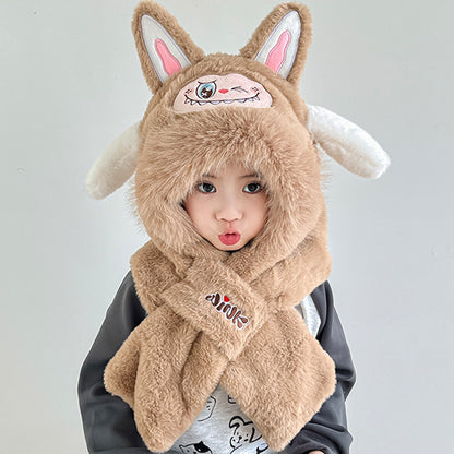 Children's warm plush hat scarf