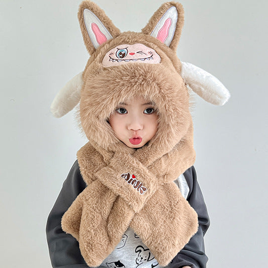Children's warm plush hat scarf