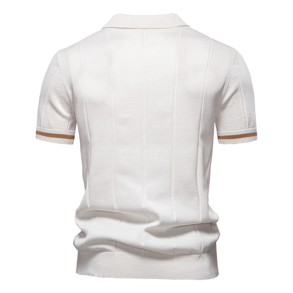 Men's Business Casual Wool Knit Polo Shirt