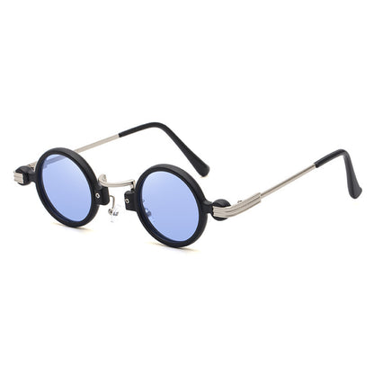 Retro steampunk style small frame sunglasses