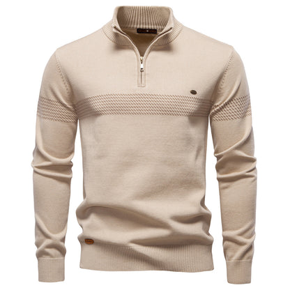 Men's Business Stand Collar Cotton Sweater