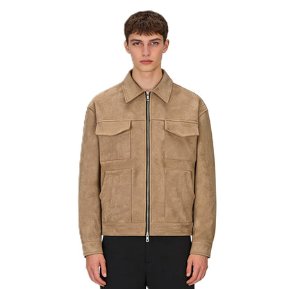 Urban Suede Lapel Zip Fashion Jacket