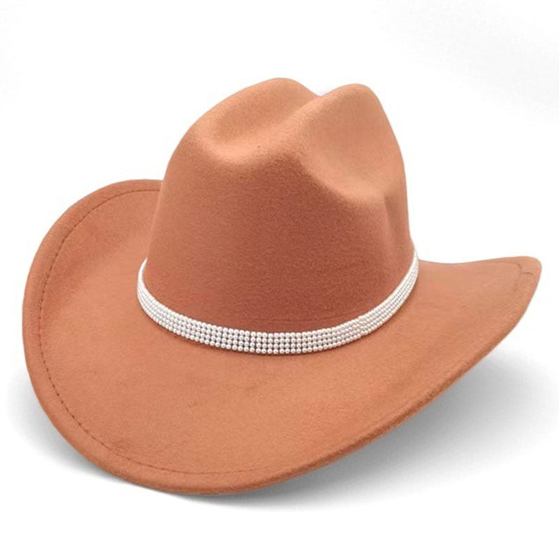 Western cowboy hat curved brim hat pebbled belt