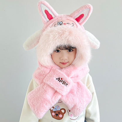 Children's warm plush hat scarf