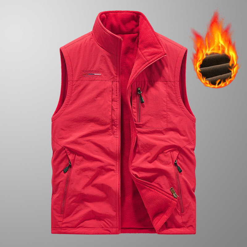 Men's fleece vest autumn/winter, sleeveless.