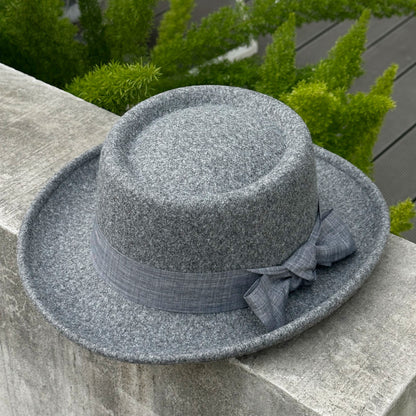 Tweed Rolled Flat Top Hat - Vintage British Style
