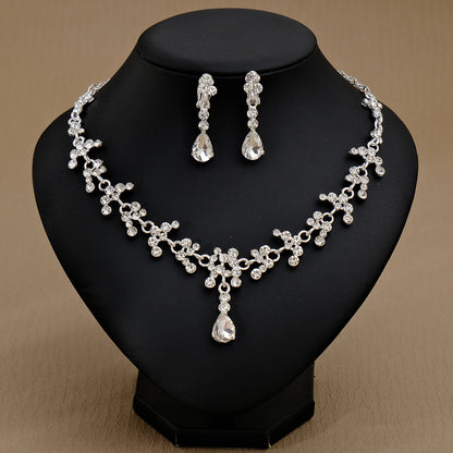 Rhinestone  jewelry set: earrings and necklace.