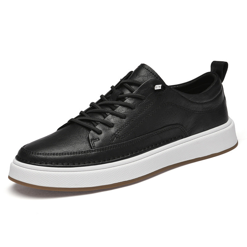 Men's autumn versatile white leather sneakers