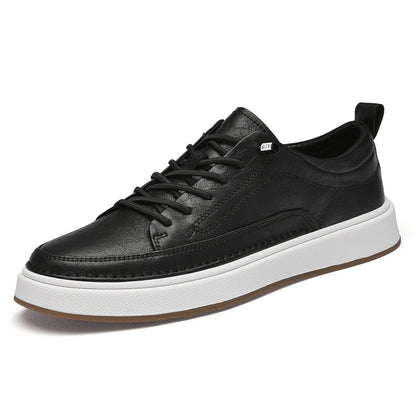 Men's autumn versatile white leather sneakers