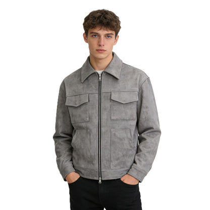Urban Suede Lapel Zip Fashion Jacket