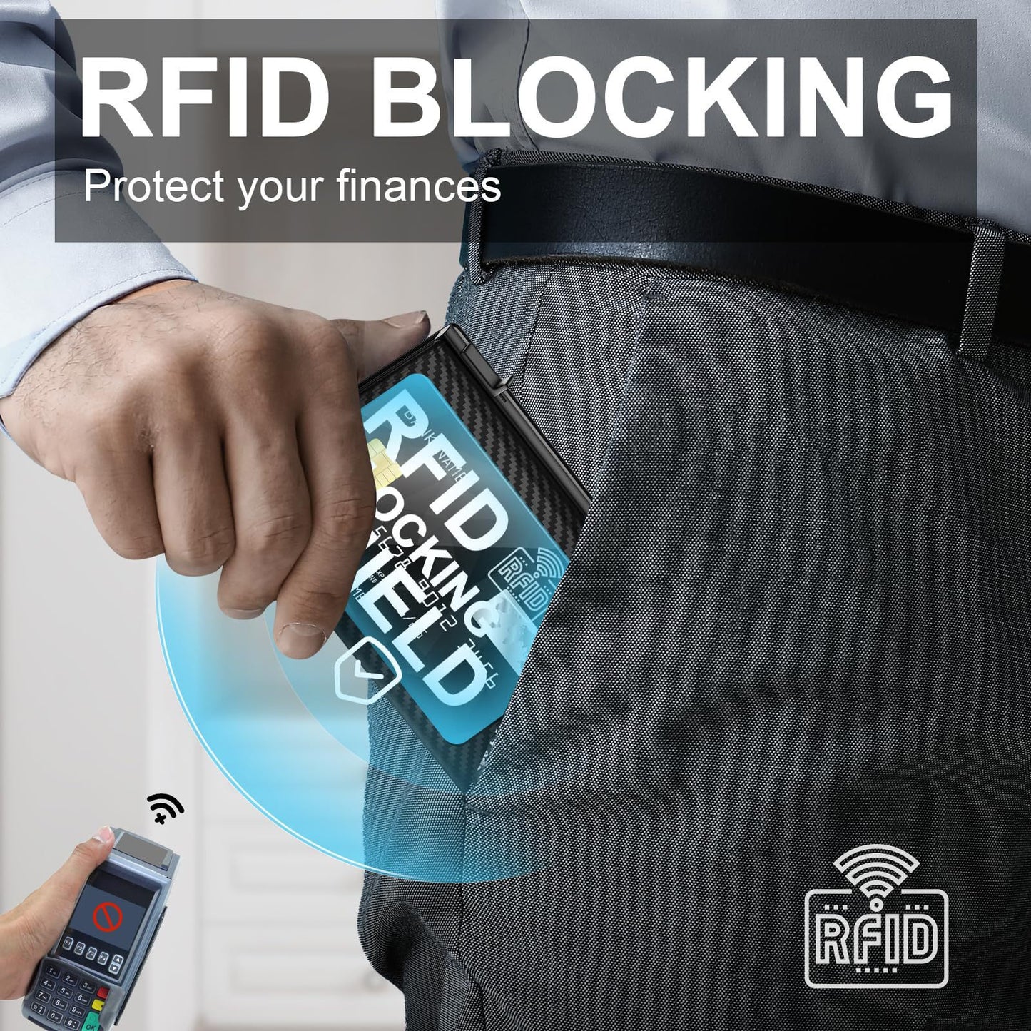 Mens RFID Blocking Metal & Leather Card Case