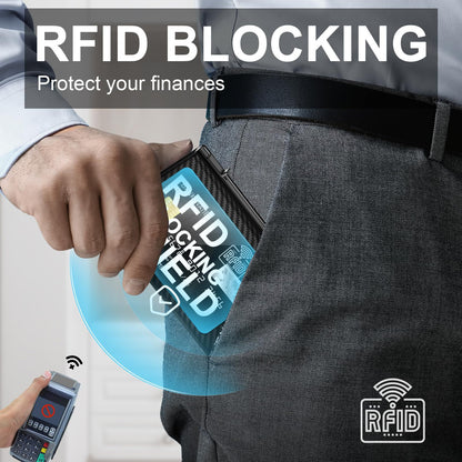 Mens RFID Blocking Metal & Leather Card Case