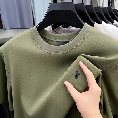 Men's premium embroidered short-sleeve T-shirt