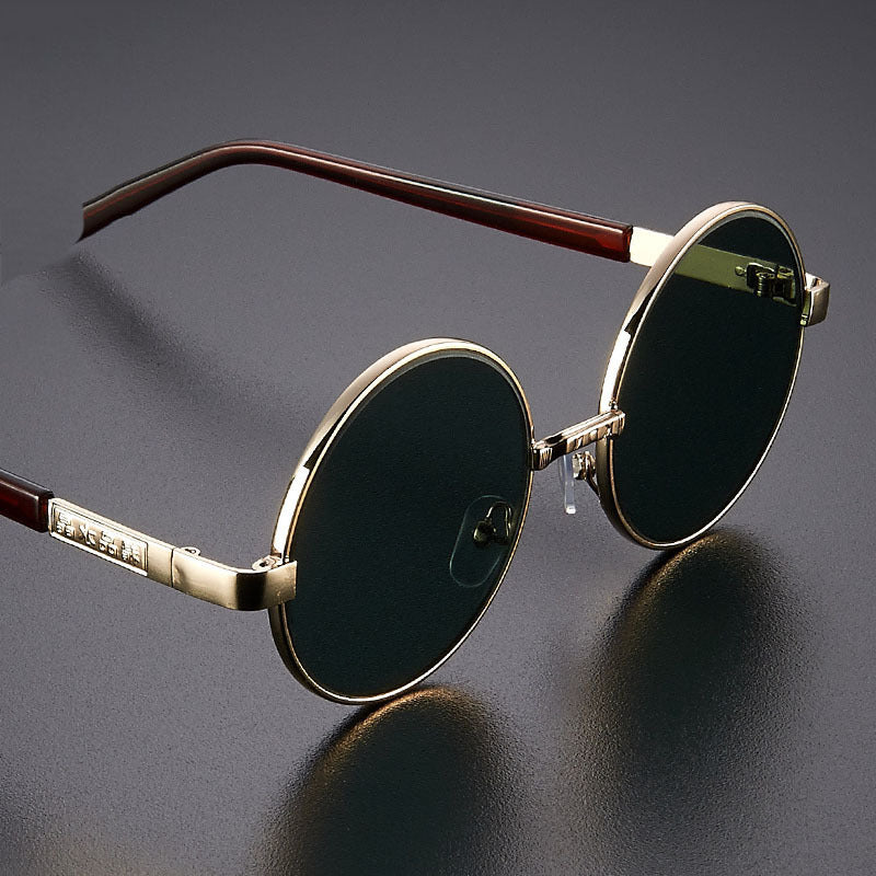Retro round crystal glass sunglasses