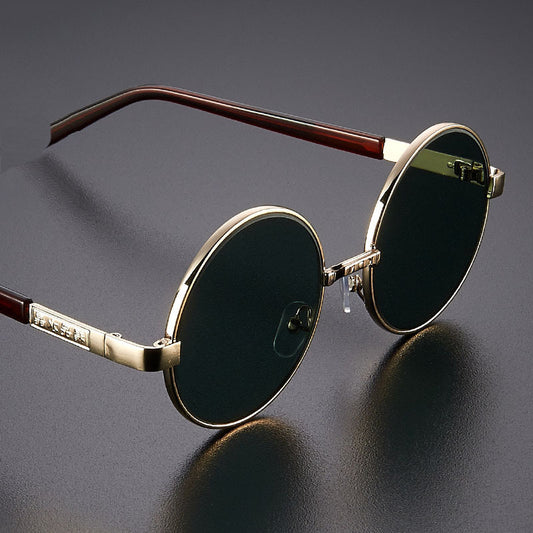 Retro round crystal glass sunglasses
