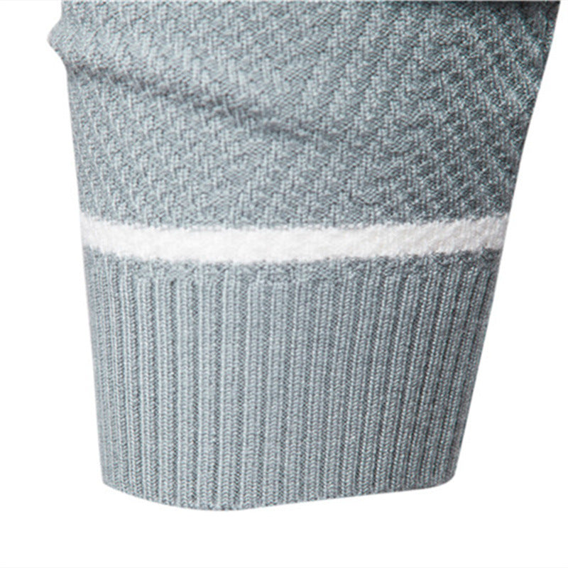 Men's striped, color-block, round-neck sweater
