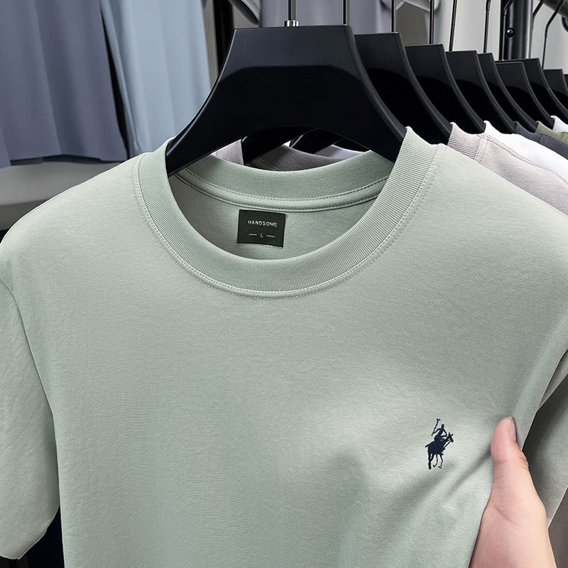 Men's premium embroidered short-sleeve T-shirt