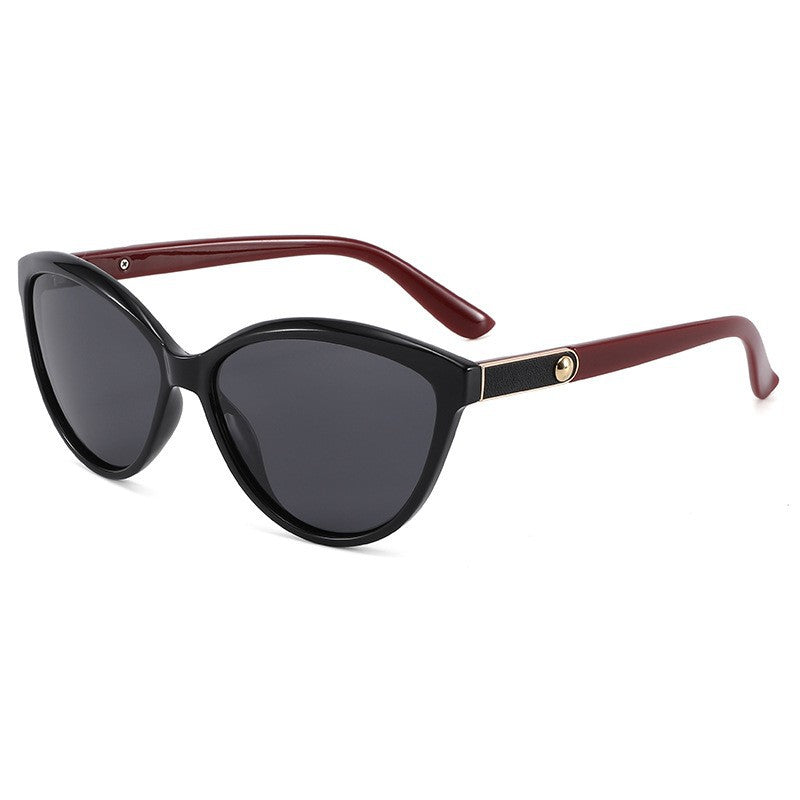 Women's Polarized Retro Leather Inlay Sunglasses  UV Protection Trend