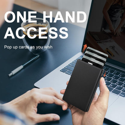 Mens RFID Blocking Metal & Leather Card Case